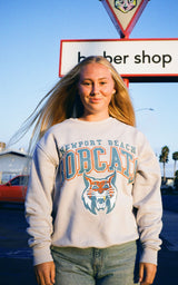 GREY BOBCATS CREWNECK