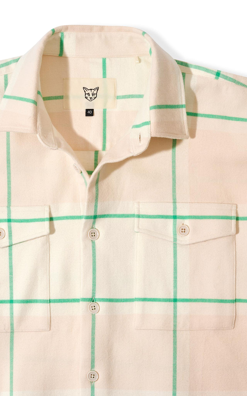 GREEN PLAID BEACH CLUB FLANNEL SHIRT