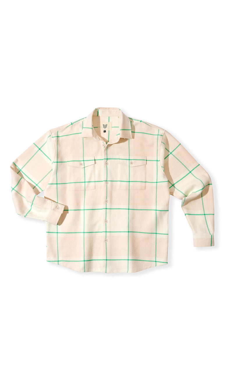 GREEN PLAID BEACH CLUB FLANNEL SHIRT