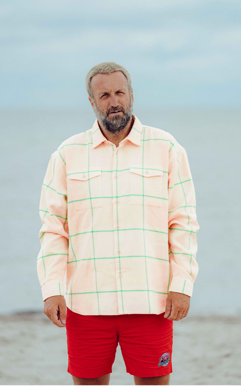 GREEN PLAID BEACH CLUB FLANNEL SHIRT