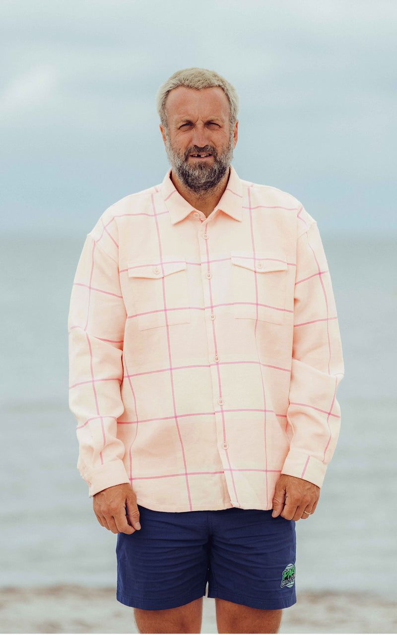 ROSE PLAID BEACH CLUB FLANNEL SHIRT