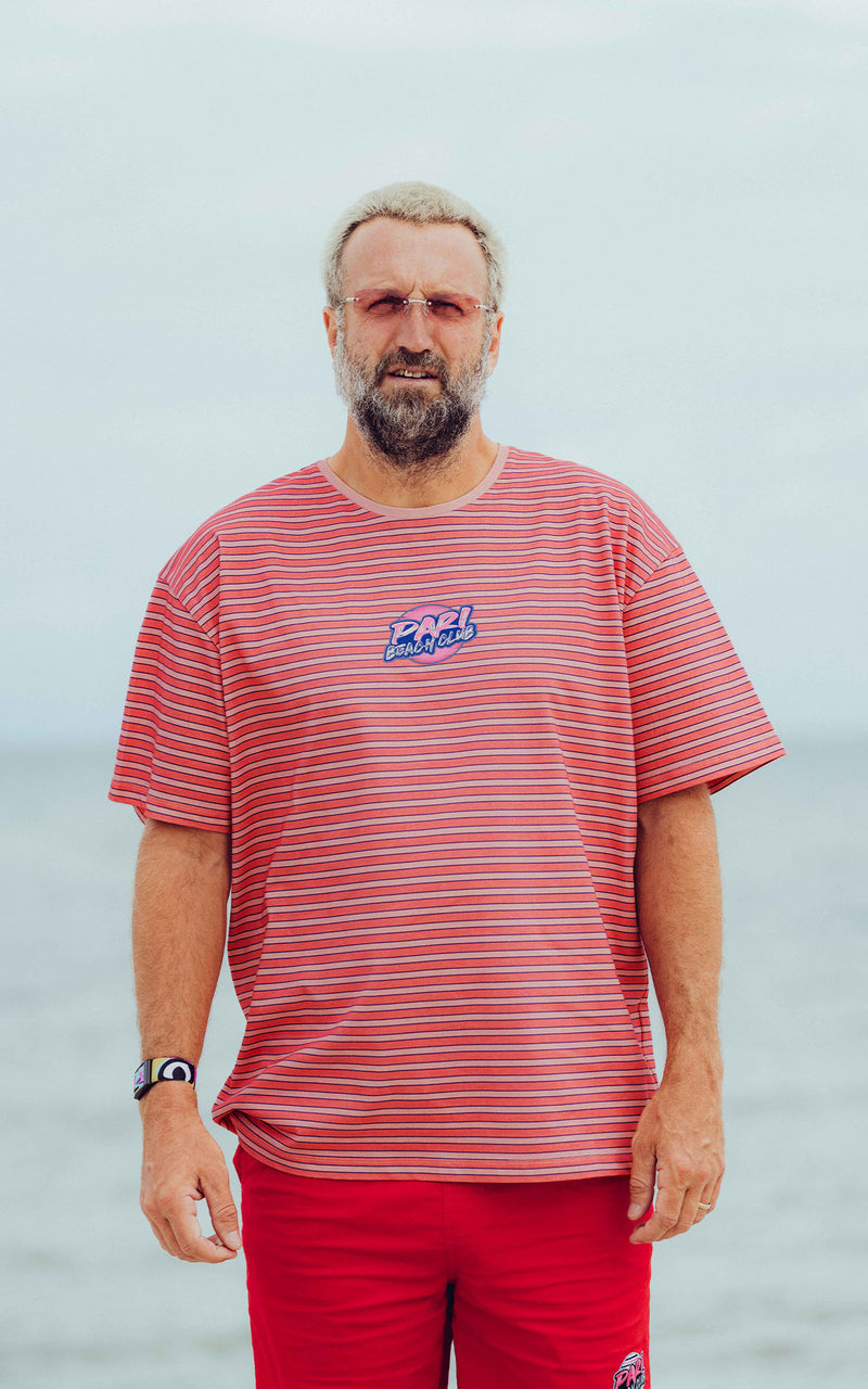 RED STRIPED BEACH CLUB T-SHIRT