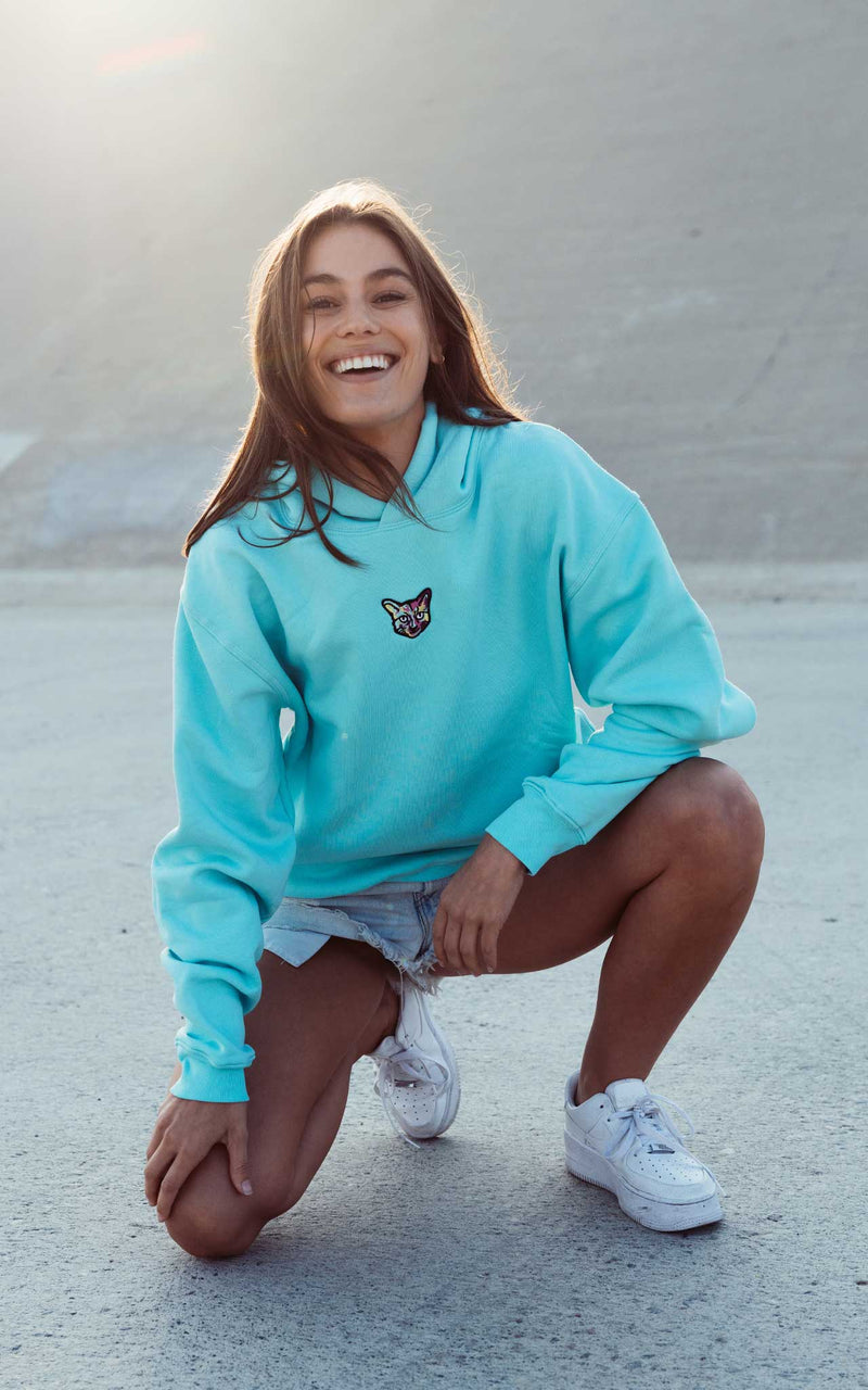 TURQUOISE SPORTS CLUB HOODIE CAT