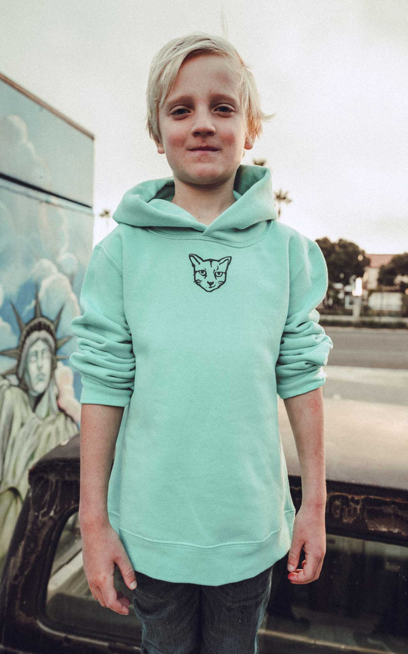 KIDS TURQUOISE HOODIE RUBBER CAT